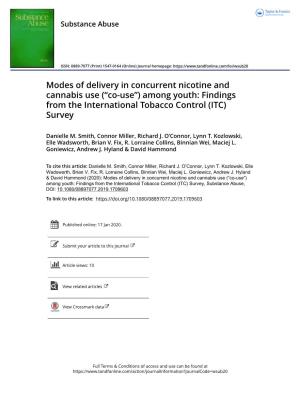 Modes of Delivery in Concurrent Nicotine and Cannabis Use (“Co-Use”) Among Youth: Findings from the International Tobacco Control (ITC) Survey