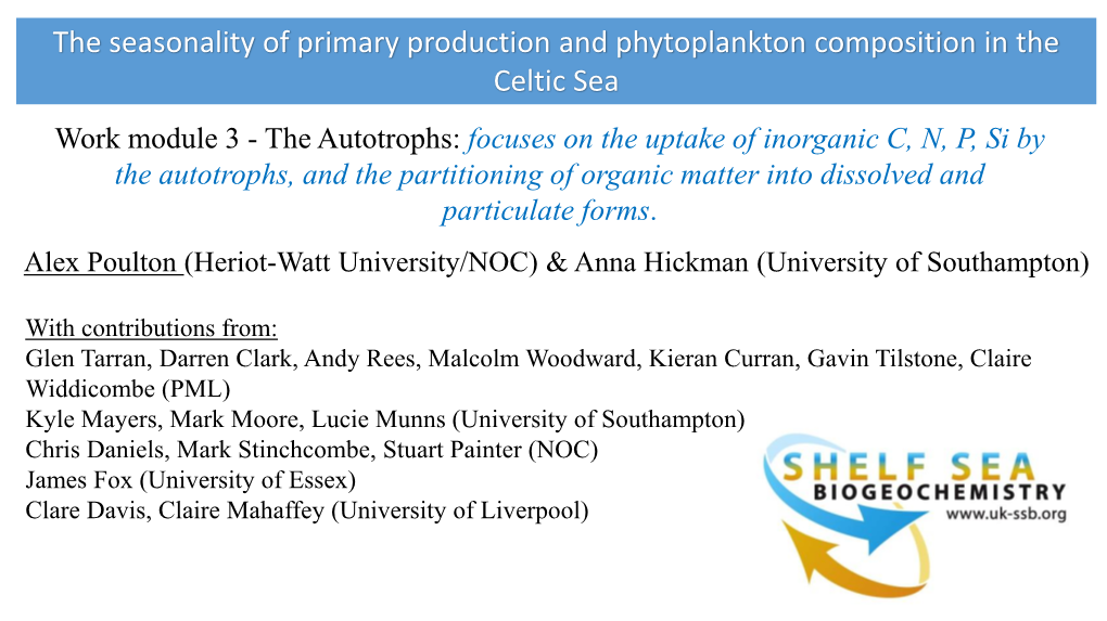 The Seasonality of Primary Production and Phytoplankton Composition In