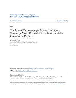 The Rise of Outsourcing in Modern Warfare : Sovereign Power, Private Military Actors, and the Constitutive Process Winston P