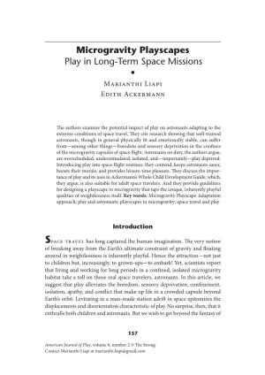 Microgravity Playscapes Play in Long-Term Space Missions S M�������� L���� E���� A��������