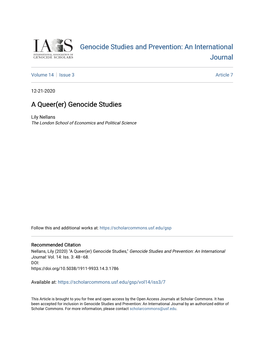 Genocide Studies and Prevention: an International Journal