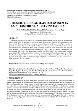 The Geotechnical Maps for Gypsum by Using Gis for Najaf City (Najaf - Iraq)