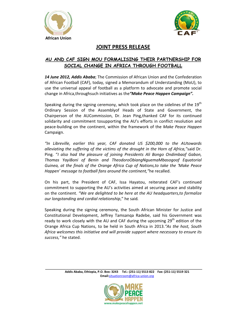 Joint Press Release