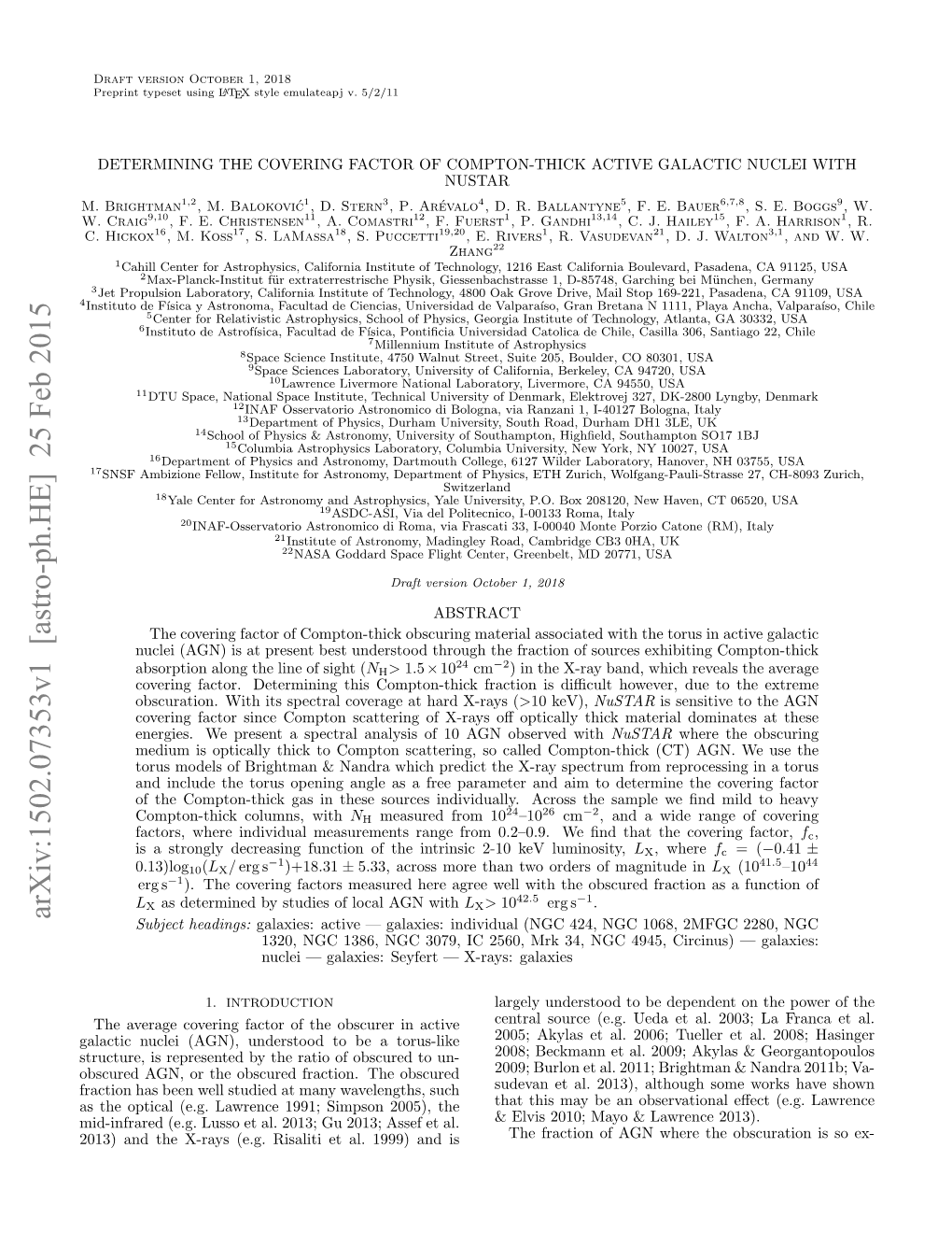 Arxiv:1502.07353V1 [Astro-Ph.HE] 25 Feb 2015