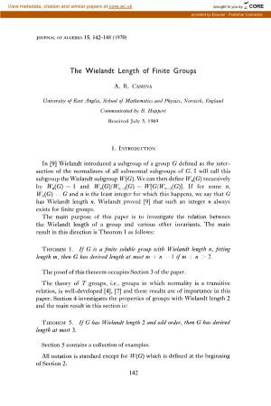The Wielandt Length of Finite Groups