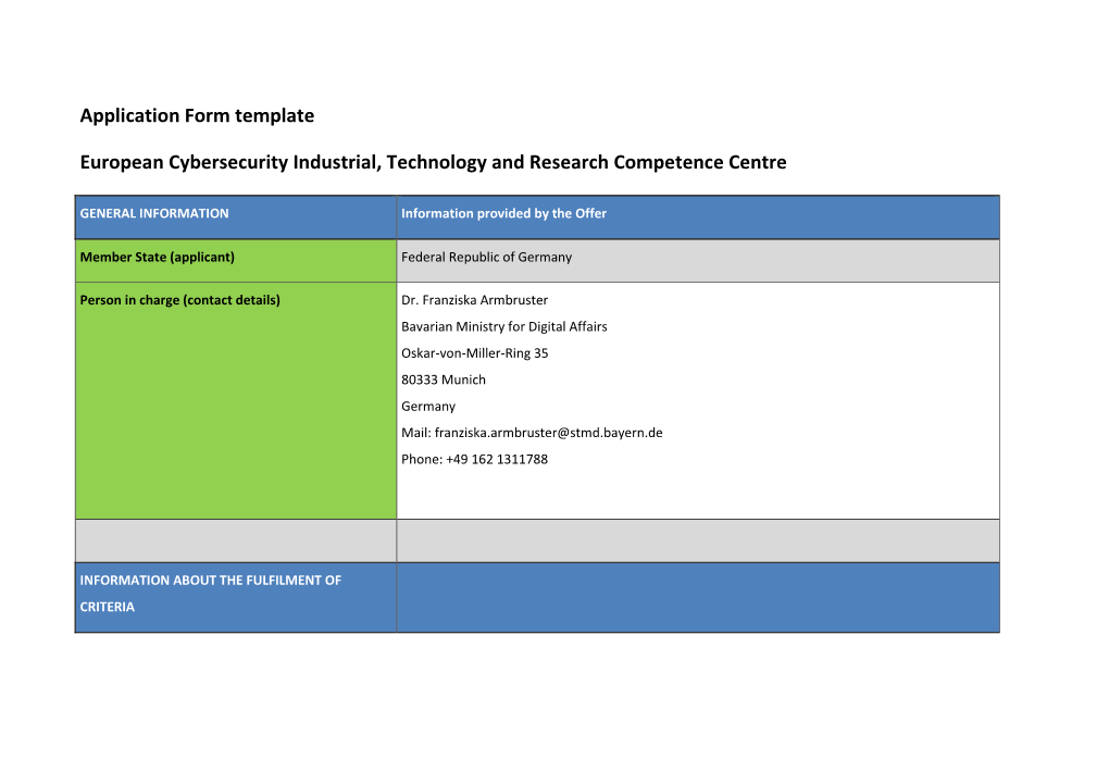 Germany's Application for the ECCC