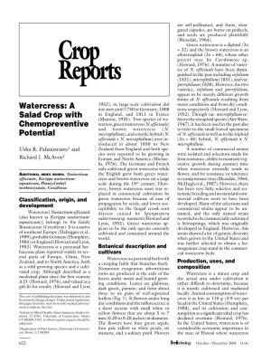 Watercress: a Salad Crop with Chemopreventive Potential