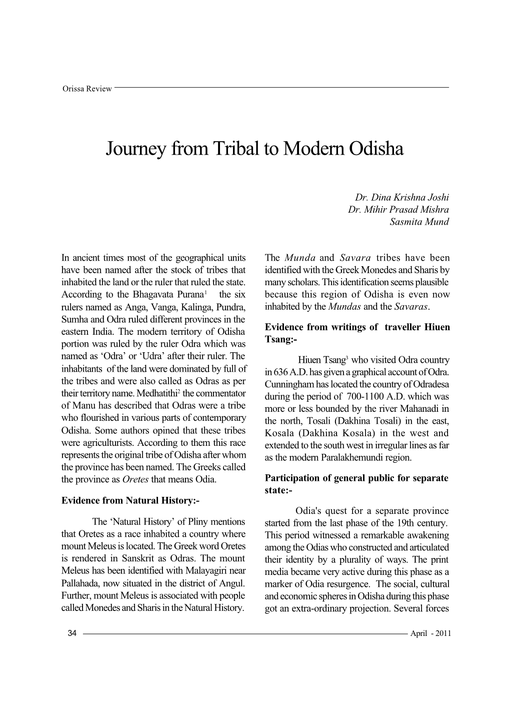 Journey from Tribal to Modern Orissa