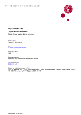 Phytocannabinoids Origins and Biosynthesis Gülck, Thies; Møller, Birger Lindberg