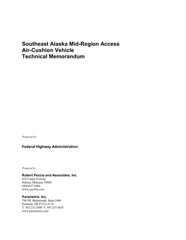 Southeast Alaska Mid-Region Access Air-Cushion Vehicle Technical