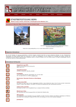STADTBEFESTIGUNG BERN Weltweit | Europa | Schweiz | Kanton Bern | Verwaltungskreis Bern-Mittelland | Bern