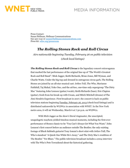 The Rolling Stones Rock and Roll Circus Airs Nationwide Beginning Tuesday, February 26 on Public Television (Check Local Listings)