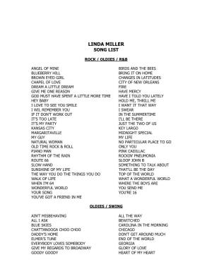 Linda Sparrow Song List