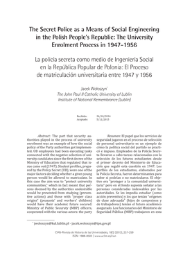 The University Enrolment Process in 1947-1956