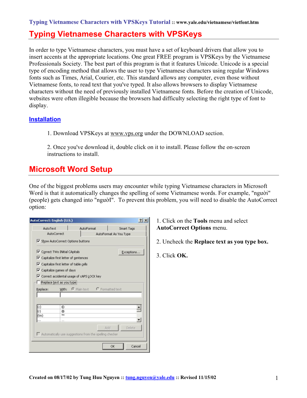 Typing Vietnamese Characters with Vpskeys Microsoft Word Setup