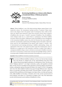 Revisioning Buddhism As a Science of the Mind in a Secularized China: a Tibetan Perspective