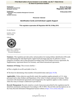 Army in Europe Regulation 600-700, 19 December 2018