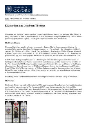 Elizabethan and Jacobean Theatres