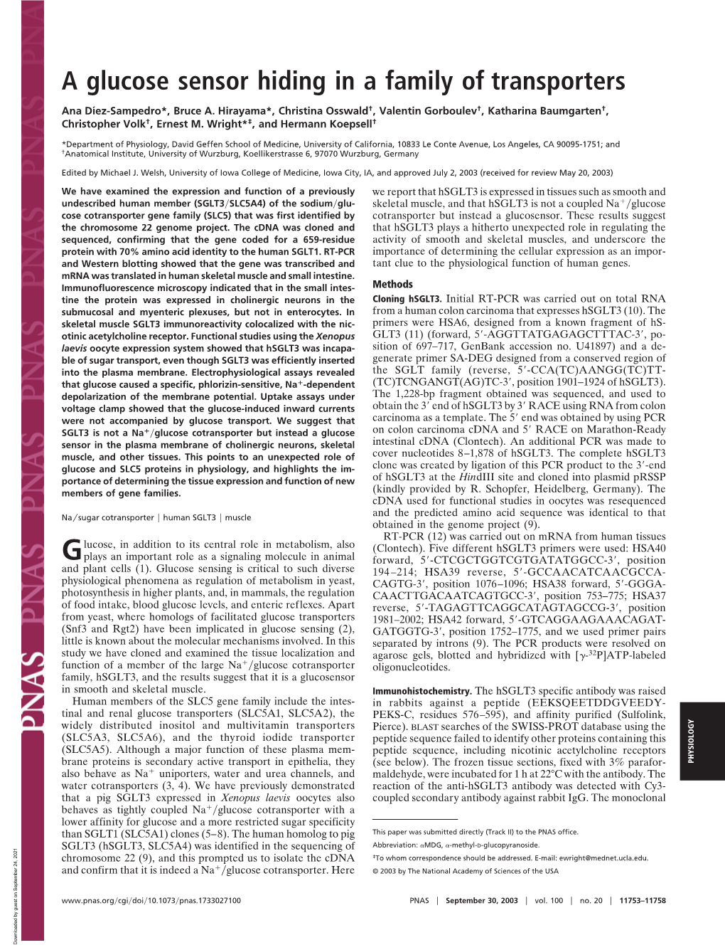 A Glucose Sensor Hiding in a Family of Transporters