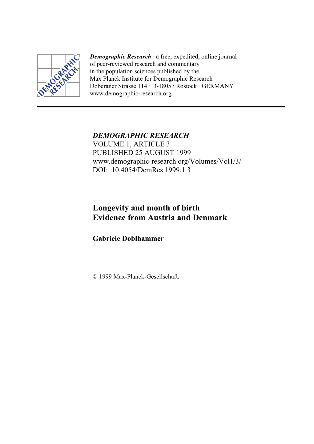 Longevity and Month of Birth Evidence from Austria and Denmark