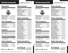 Endorsements GENERAL ELECTION / 2018 Endorsements GENERAL ELECTION / 2018