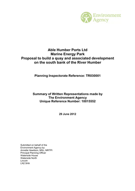 Summary of Environment Agency Relevant Representations