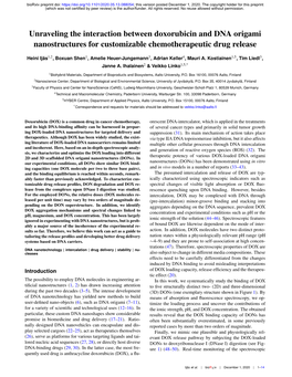 Unraveling the Interaction Between Doxorubicin and DNA Origami Nanostructures for Customizable Chemotherapeutic Drug Release