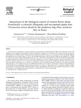 Interactions in the Biological Control of Western Flower Thrips Frankliniella