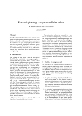 Economic Planning, Computers and Labor Values