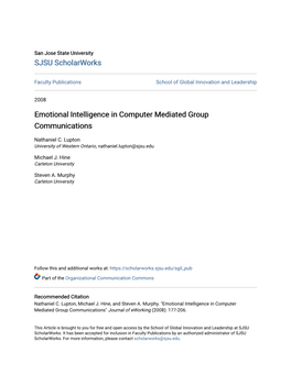 Emotional Intelligence in Computer Mediated Group Communications
