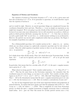 Lecture 10: Schwarzschild Equation of Motion