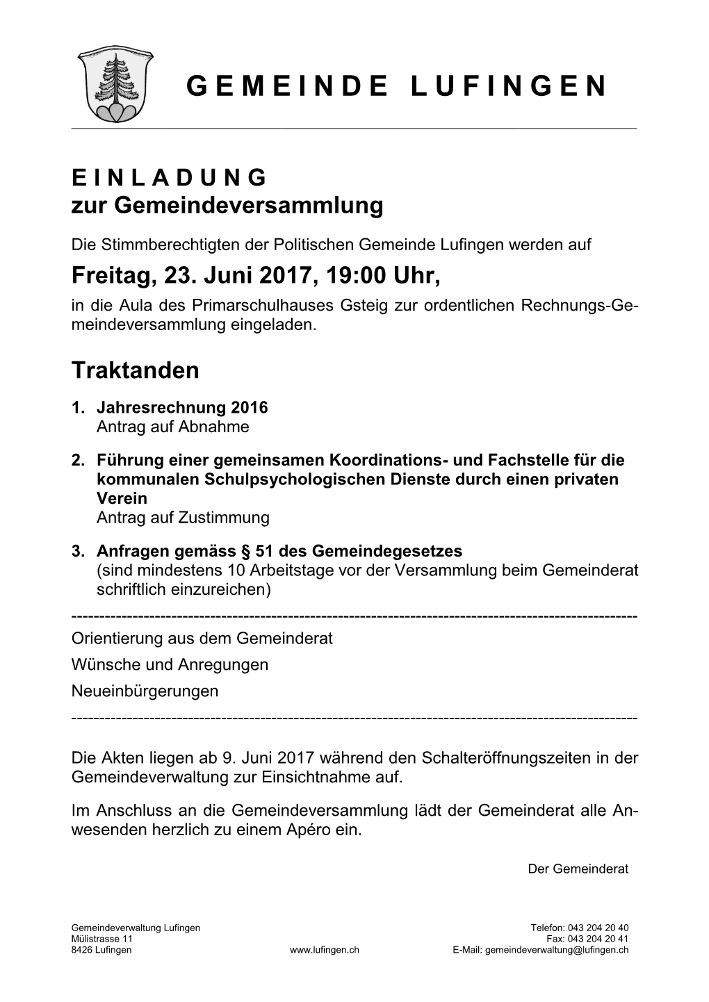 Politische Gemeinde Lufingen