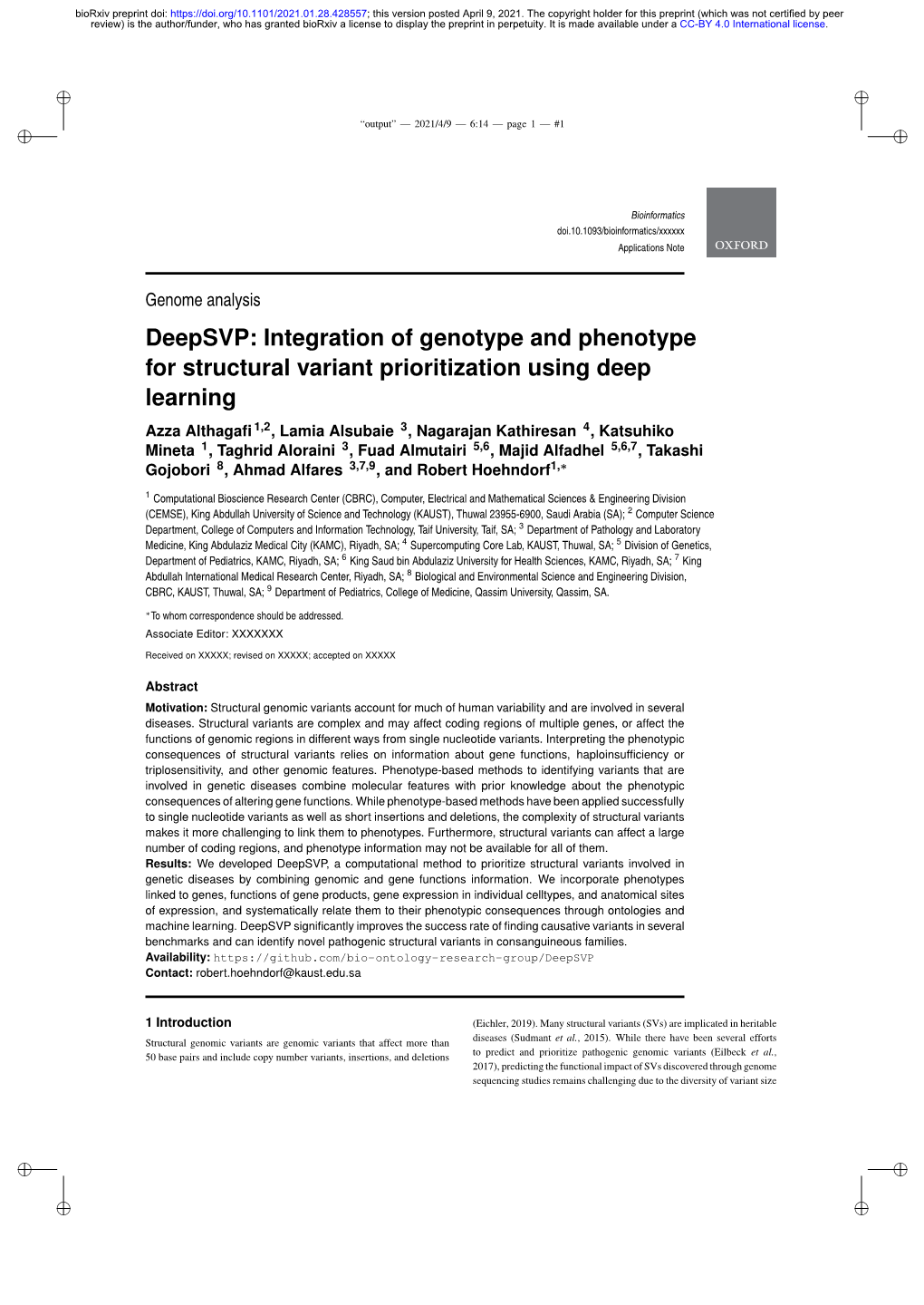 Deepsvp: Integration of Genotype and Phenotype for Structural Variant Prioritization Using Deep Learning