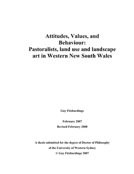 Attitudes, Values, and Behaviour: Pastoralists, Land Use and Landscape Art in Western New South Wales