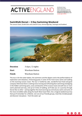 Swimwalk Dorset – 3 Day Swimming Weekend the Jurassic Coast, Durdle Door and Lulworth Cove, Kimmeridge Bay, Swanage and Studland