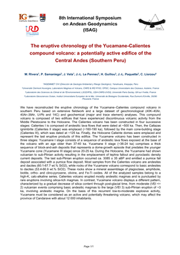 The Eruptive Chronology of the Yucamane-Calientes Compound Volcano: a Potentially Active Edifice of the Central Andes (Southern Peru)