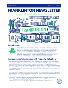 Franklinton Newsletter – March 2021