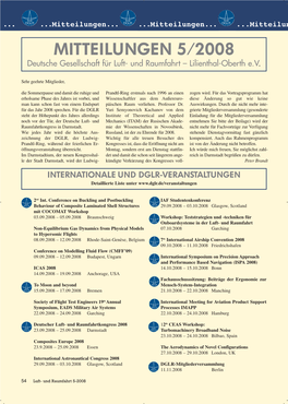 MITTEILUNGEN 5/2008 Deutsche Gesellschaft Für Luft- Und Raumfahrt – Lilienthal-Oberth E.V