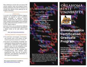 Oklahoma State University Bioinformatics Certification Graduate