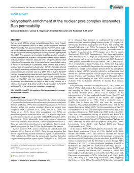 Karyopherin Enrichment at the Nuclear Pore Complex Attenuates Ran Permeability Suncica Barbato*, Larisa E