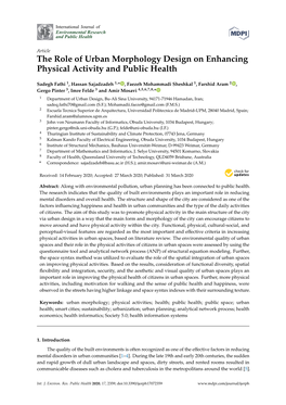 The Role of Urban Morphology Design on Enhancing Physical Activity and Public Health