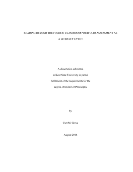 Reading Beyond the Folder: Classroom Portfolio Assessment As