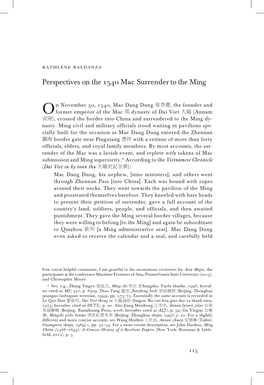 Perspectives on the 1540 Mac Surrender to the Ming