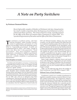 A Note on Party Switchers