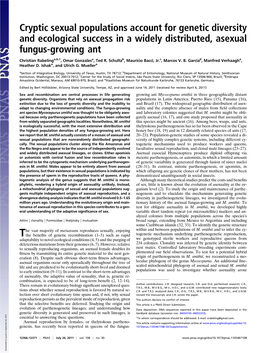 Cryptic Sexual Populations Account for Genetic Diversity and Ecological Success in a Widely Distributed, Asexual Fungus-Growing Ant