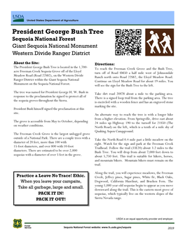 President George Bush Tree Sequoia National Forest Giant Sequoia National Monument Western Divide Ranger District