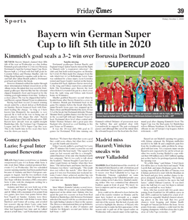Bayern Win German Super Cup to Lift 5Th Title in 2020