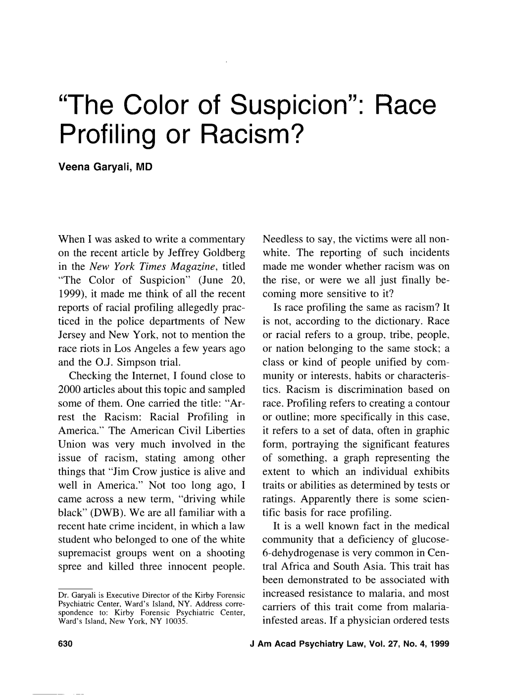 Race Profiling Or Racism?