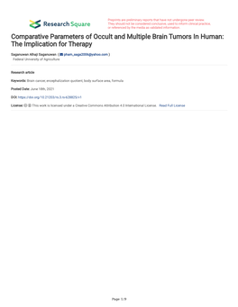 Comparative Parameters of Occult and Multiple Brain Tumors in Human: the Implication for Therapy
