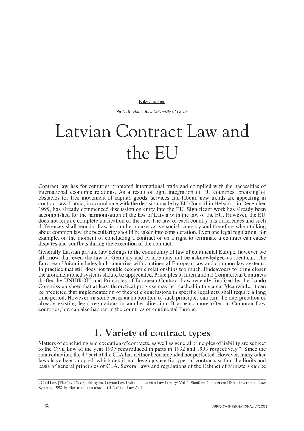 3. Specific Features of Latvian Contract